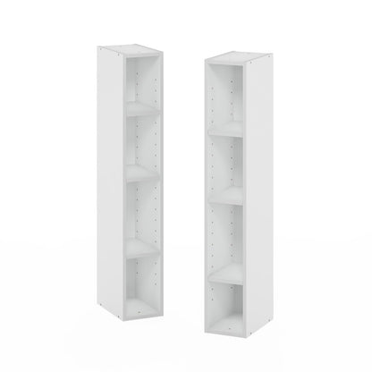 Fulda 8-Tier Space Saving Storage Shelf Bookcase, 6-Inch Width, White