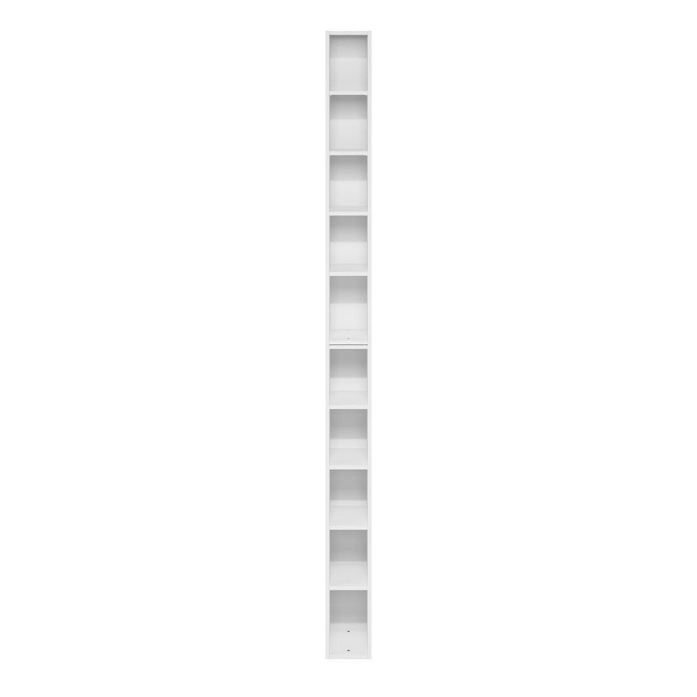 Fulda 10-Tier Space Saving Storage Shelf Bookcase, 6-Inch Width, White