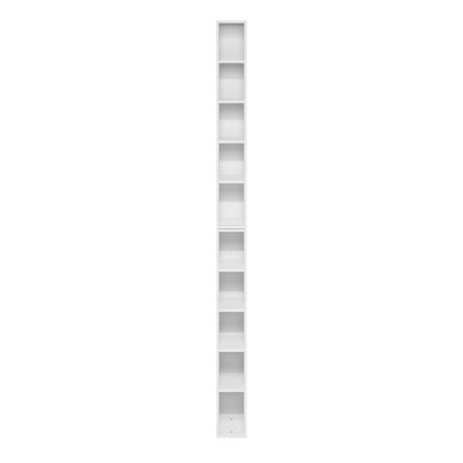 Fulda 10-Tier Space Saving Storage Shelf Bookcase, 6-Inch Width, White