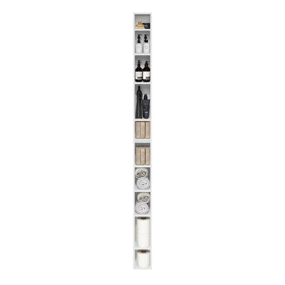 Fulda 10-Tier Space Saving Storage Shelf Bookcase, 6-Inch Width, White
