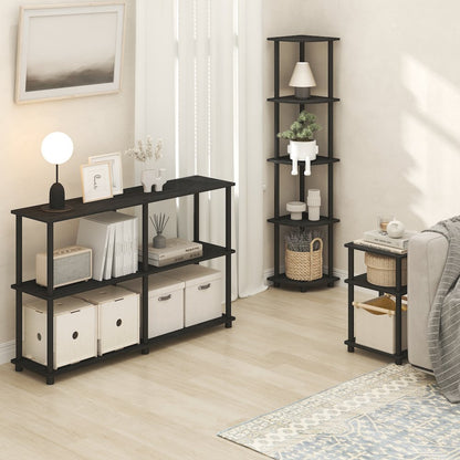 Side Table, 3-Tier End Table, Night Stand, Bedside Table, Dark Americano