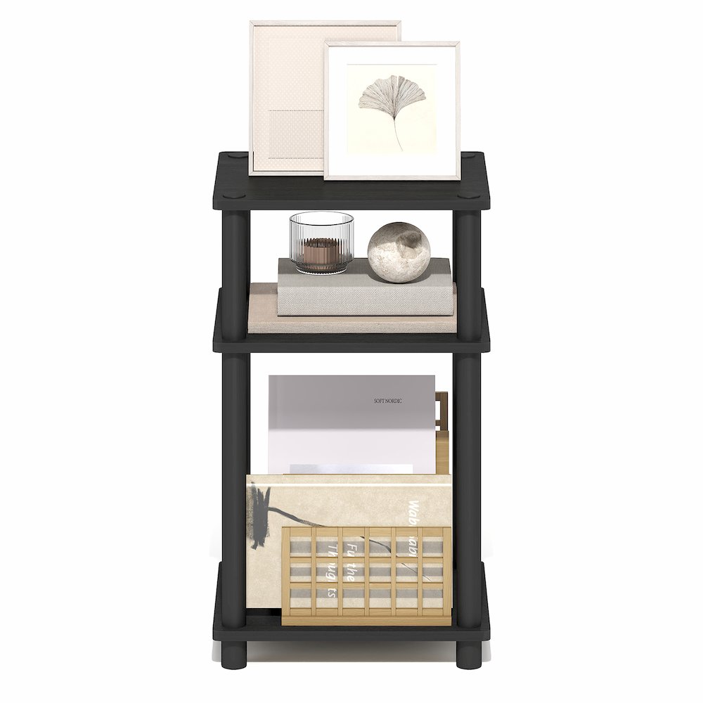Side Table, 3-Tier End Table, Night Stand, Bedside Table, Dark Americano
