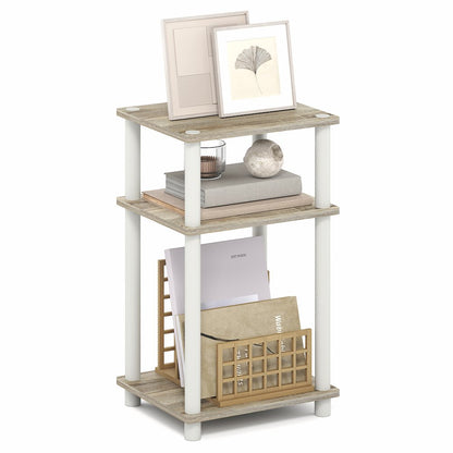 Side Table, 3-Tier End Table, Night Stand, Bedside Table, Light Oak