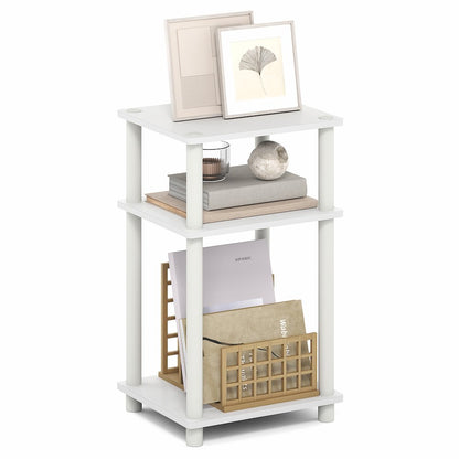 Side Table, 3-Tier End Table, Night Stand, Bedside Table, White/Black Espresso