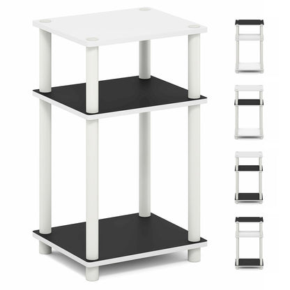 Side Table, 3-Tier End Table, Night Stand, Bedside Table, White/Black Espresso