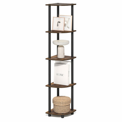 5 Tier Corner Shelf, Corner Bookshelf, Display Shelf Amber Oak