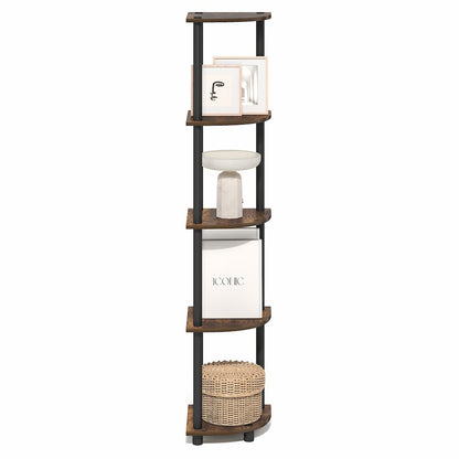 5 Tier Corner Shelf, Corner Bookshelf, Display Shelf Amber Oak