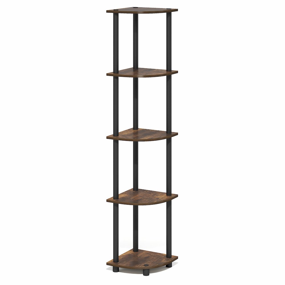 5 Tier Corner Shelf, Corner Bookshelf, Display Shelf Amber Oak