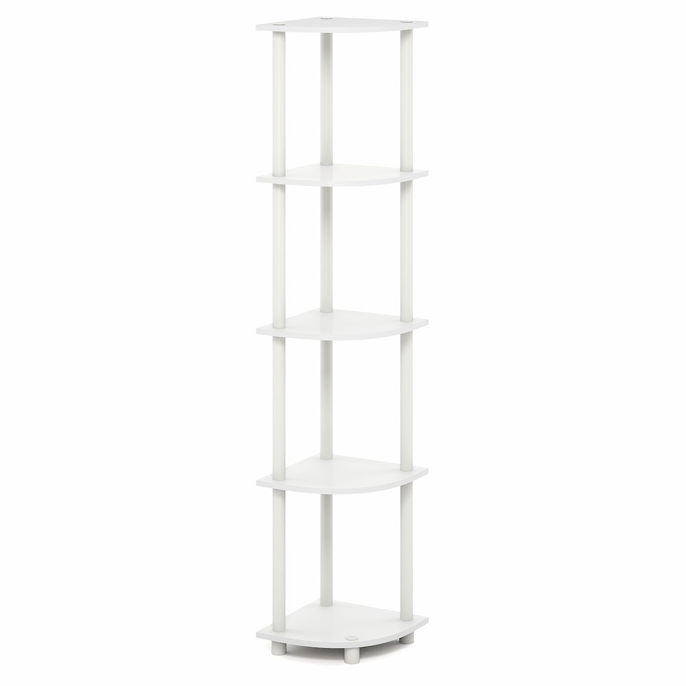 5 Tier Corner Shelf, Corner Bookshelf, Display Shelf Plain White