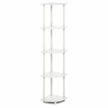 5 Tier Corner Shelf, Corner Bookshelf, Display Shelf Plain White
