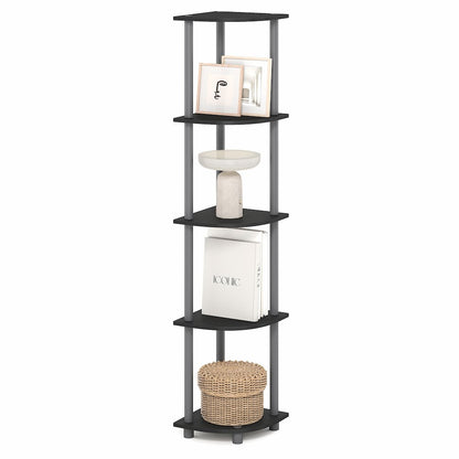 5 Tier Corner Shelf, Corner Bookshelf, Display Shelf Plain Black