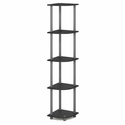 5 Tier Corner Shelf, Corner Bookshelf, Display Shelf Plain Black