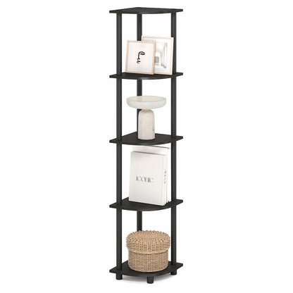 5 Tier Corner Shelf, Corner Bookshelf, Display Shelf Black Espresso