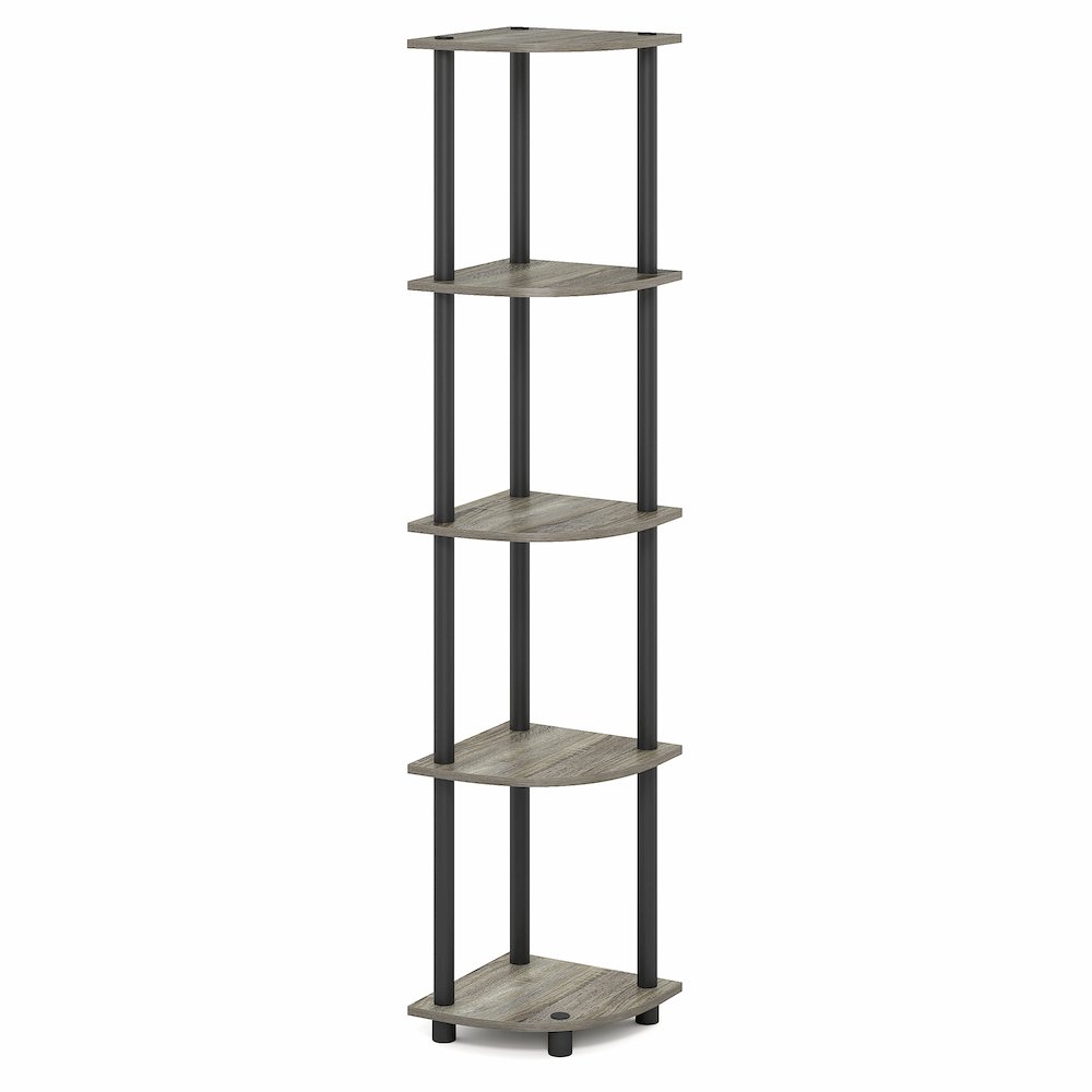 5 Tier Corner Shelf, Corner Bookshelf, Display Shelf Grey Oak