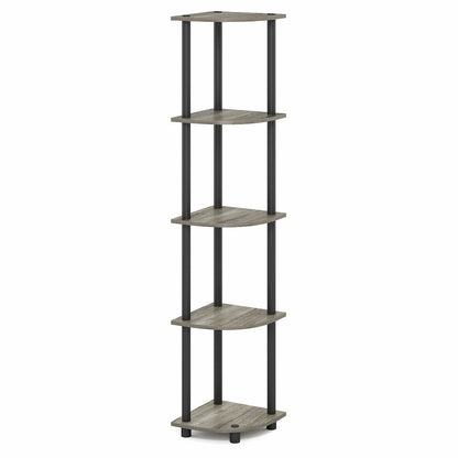 5 Tier Corner Shelf, Corner Bookshelf, Display Shelf Grey Oak