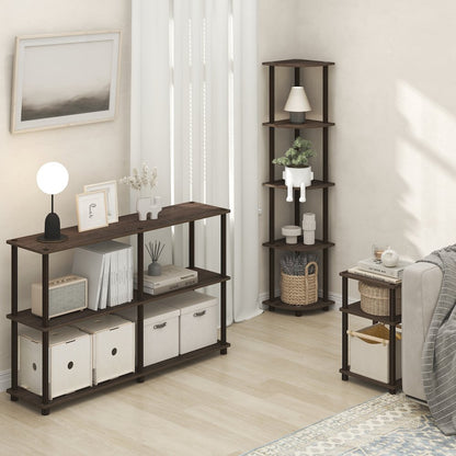 5 Tier Corner Shelf, Corner Bookshelf, Display Shelf Black Walnut