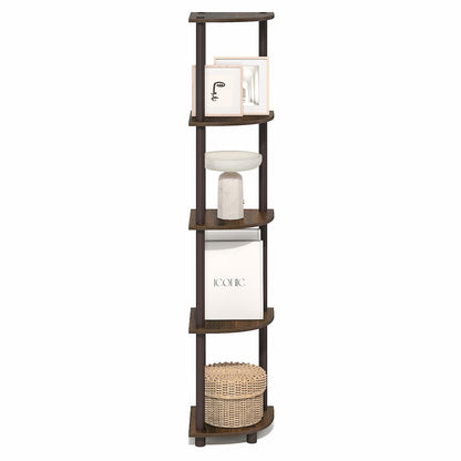 5 Tier Corner Shelf, Corner Bookshelf, Display Shelf Black Walnut