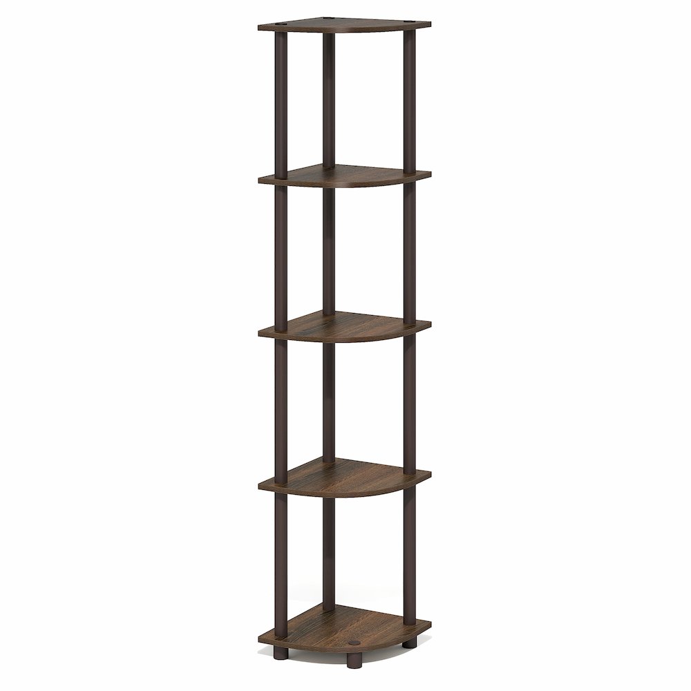 5 Tier Corner Shelf, Corner Bookshelf, Display Shelf Black Walnut