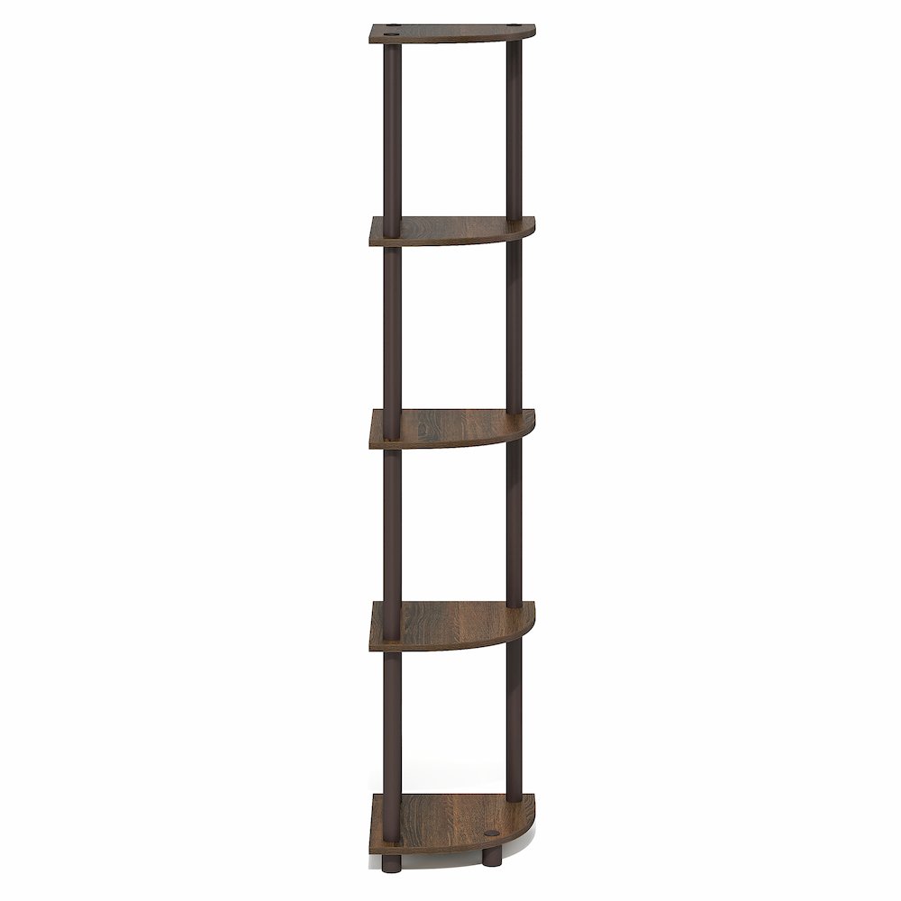 5 Tier Corner Shelf, Corner Bookshelf, Display Shelf Black Walnut