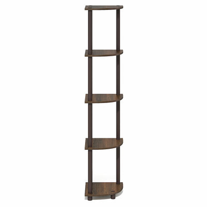 5 Tier Corner Shelf, Corner Bookshelf, Display Shelf Black Walnut