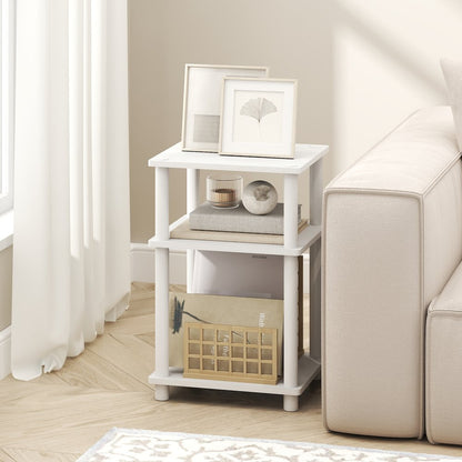 Side Table, 3-Tier End Table, Night Stand, Bedside Table, White