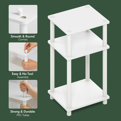Side Table, 3-Tier End Table, Night Stand, Bedside Table, White