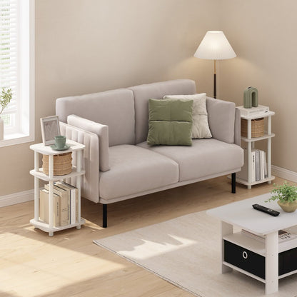 Just 3-Tier Turn-N-Tube Curve End Table, Side Table, 2-Pack, White/White