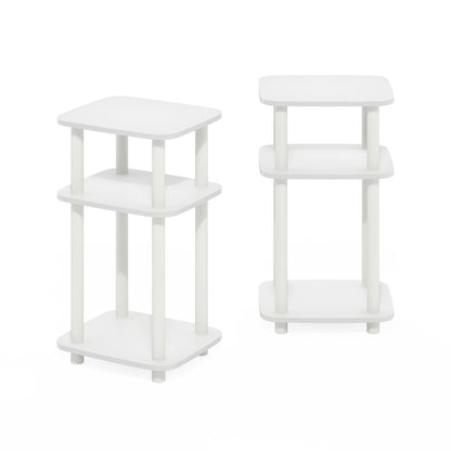 Just 3-Tier Turn-N-Tube Curve End Table, Side Table, 2-Pack, White/White