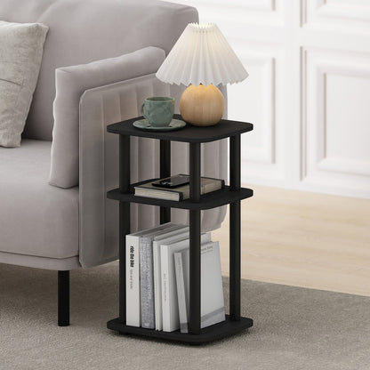 Just 3-Tier Turn-N-Tube Curve End Table, Side Table, 1-Pack, Americano/Black