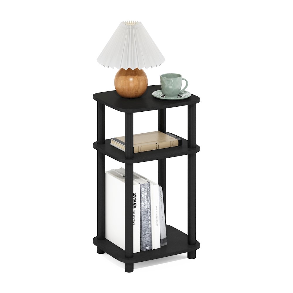 Just 3-Tier Turn-N-Tube Curve End Table, Side Table, 1-Pack, Americano/Black