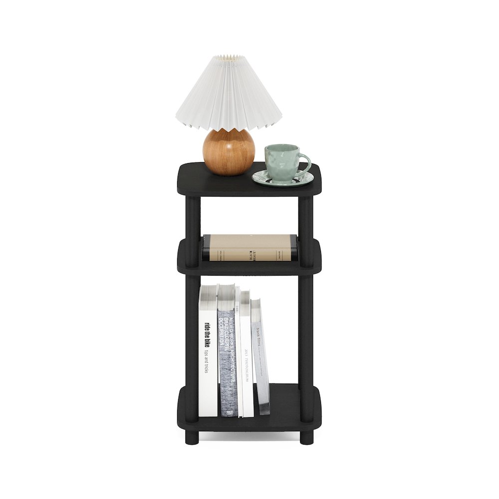 Just 3-Tier Turn-N-Tube Curve End Table, Side Table, 1-Pack, Americano/Black