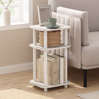 Just 3-Tier Turn-N-Tube Curve End Table, Side Table, 1-Pack, White/White