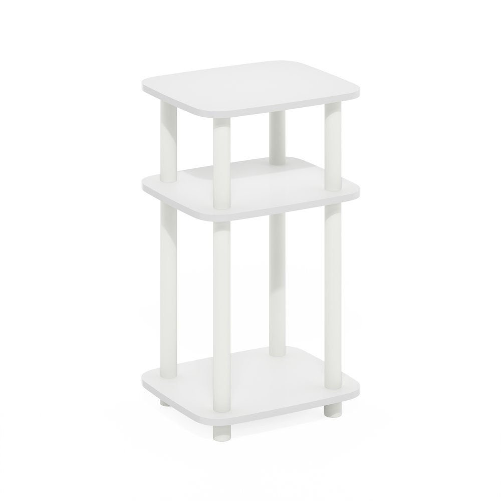 Just 3-Tier Turn-N-Tube Curve End Table, Side Table, 1-Pack, White/White