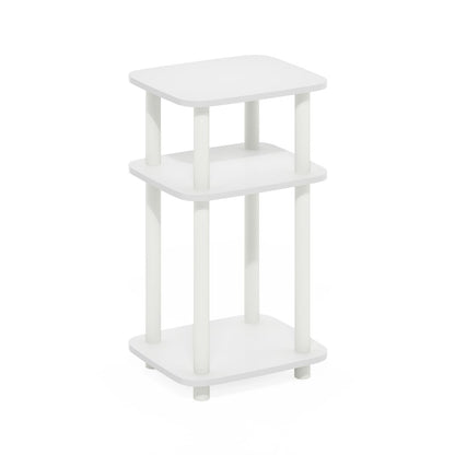 Just 3-Tier Turn-N-Tube Curve End Table, Side Table, 1-Pack, White/White