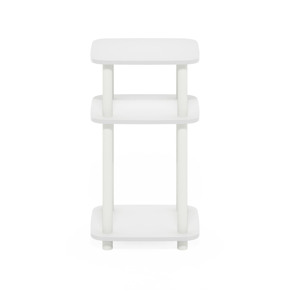 Just 3-Tier Turn-N-Tube Curve End Table, Side Table, 1-Pack, White/White