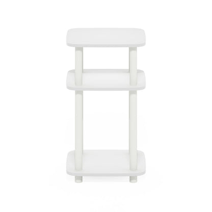 Just 3-Tier Turn-N-Tube Curve End Table, Side Table, 1-Pack, White/White