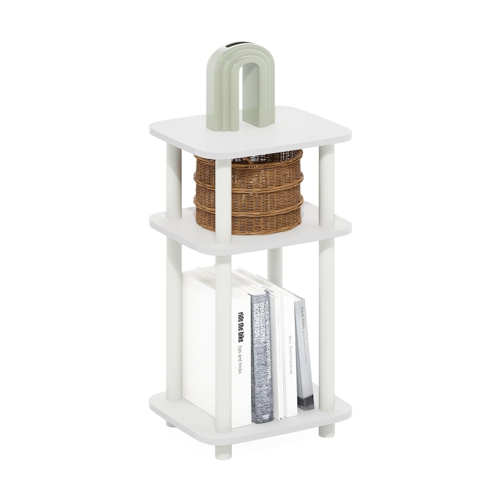 Just 3-Tier Turn-N-Tube Curve End Table, Side Table, 1-Pack, White/White