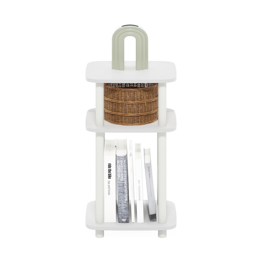 Just 3-Tier Turn-N-Tube Curve End Table, Side Table, 1-Pack, White/White