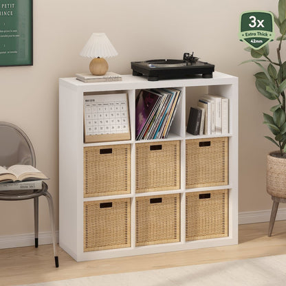 Cubicle Extra Thick Frame Decorative Cube Storage Organizer, 9-Cube, White