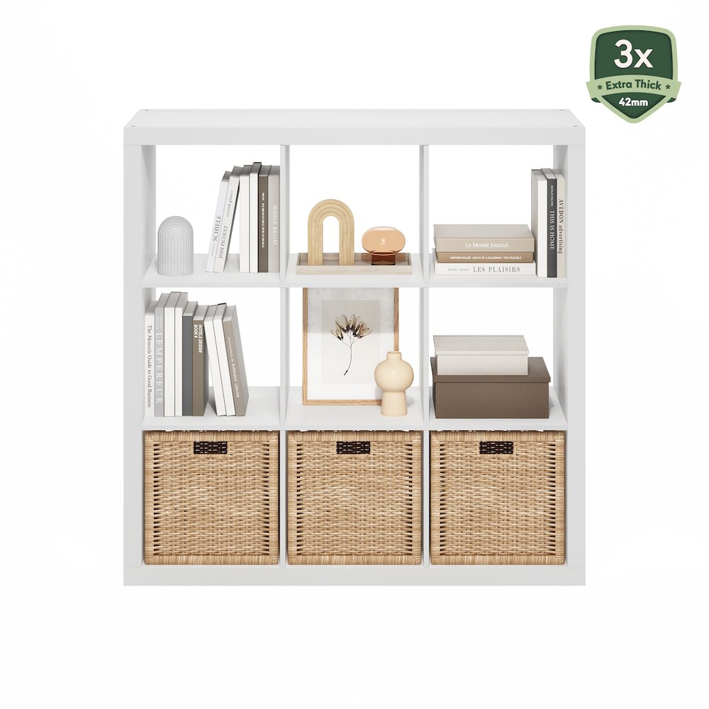 Cubicle Extra Thick Frame Decorative Cube Storage Organizer, 12-Cube, Dark Oak