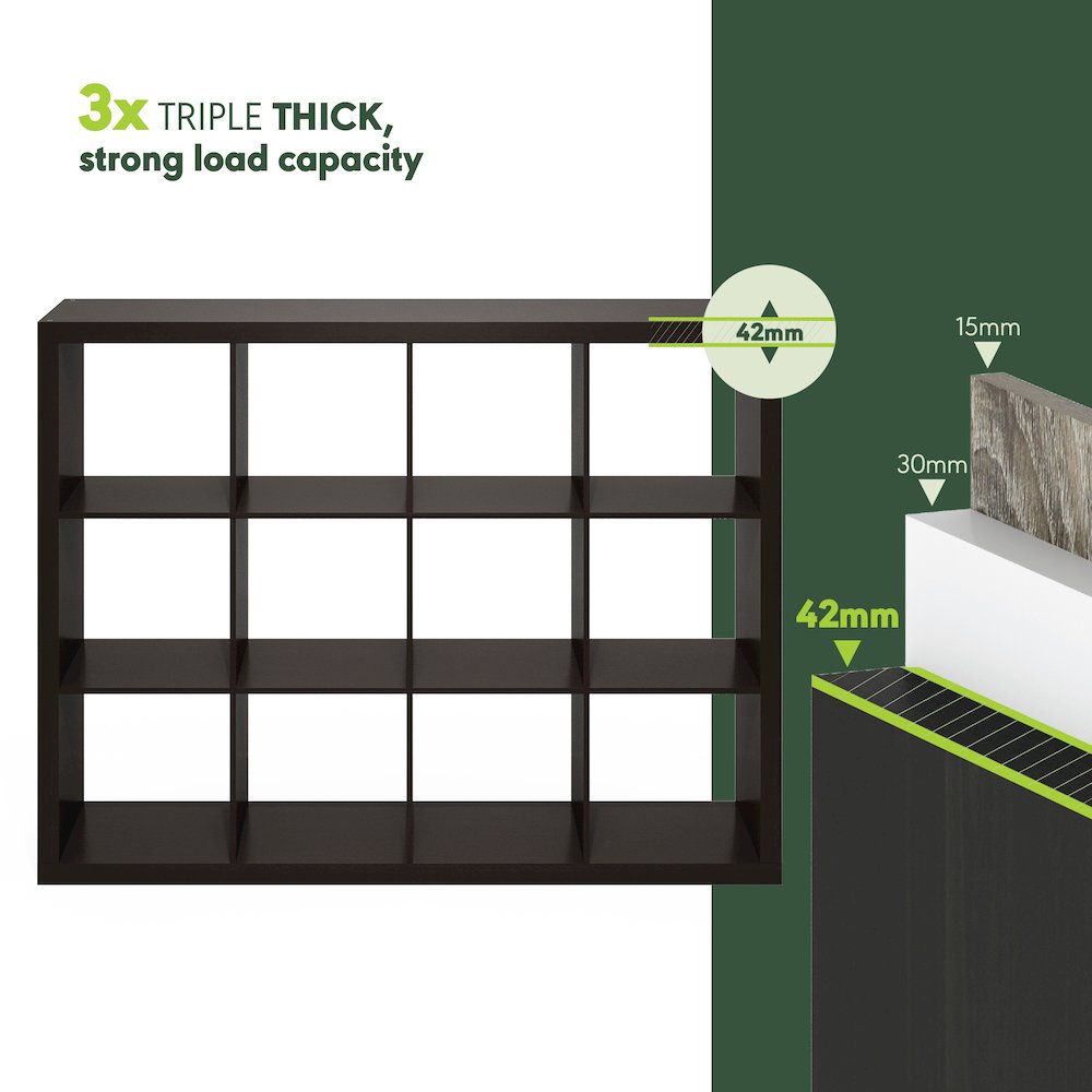 Cubicle Extra Thick Frame Decorative Cube Storage Organizer, 12-Cube, White