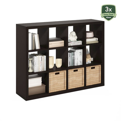 Cubicle Extra Thick Frame Decorative Cube Storage Organizer, 12-Cube, White