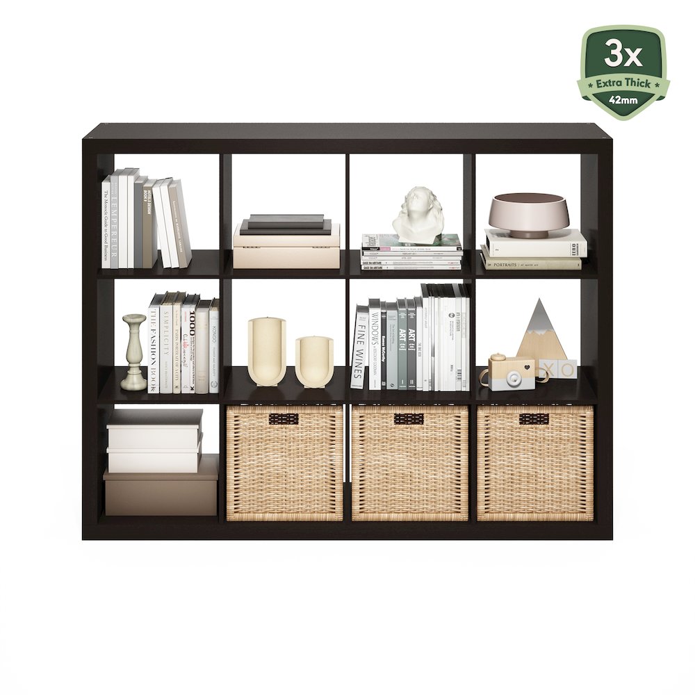 Cubicle Extra Thick Frame Decorative Cube Storage Organizer, 12-Cube, White