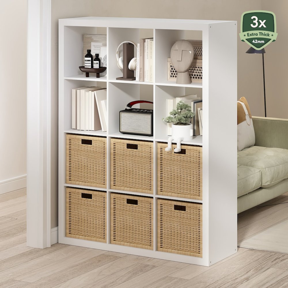 Cubicle Extra Thick Frame Decorative Cube Storage Organizer, 12-Cube, White