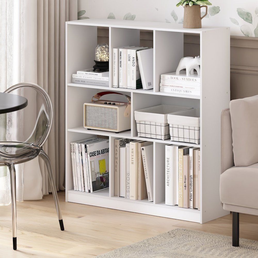 Daly 8-Cube Horizontal Bookcase, Bookshelf, Storage Organizer, 35 Width, White