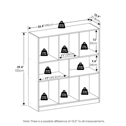 Daly 8-Cube Horizontal Bookcase, Bookshelf, Storage Organizer, 35 Width, White