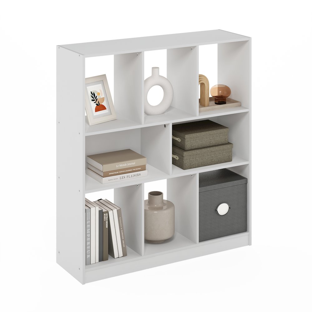 Daly 8-Cube Horizontal Bookcase, Bookshelf, Storage Organizer, 35 Width, White