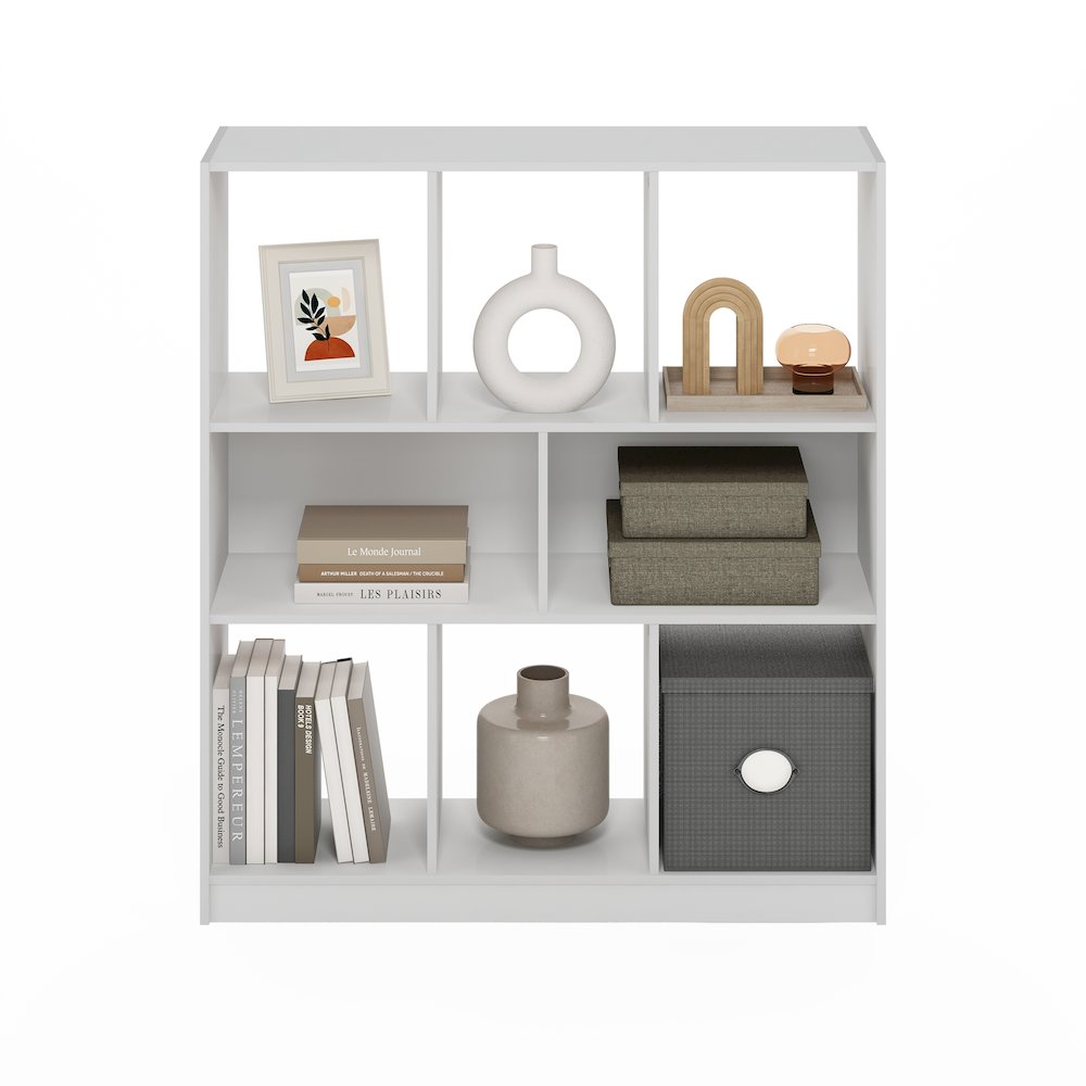 Daly 8-Cube Horizontal Bookcase, Bookshelf, Storage Organizer, 35 Width, White
