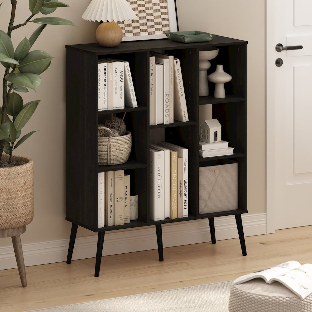 Claude Mid Century Style 8-Cube Bookcase, Bookshelf, Storage Organizer