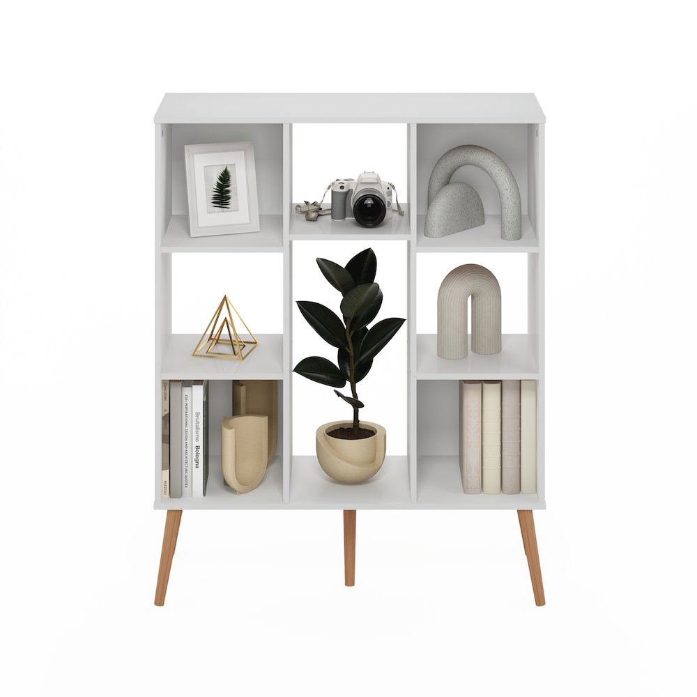 Claude Mid Century Style 8-Cube Bookcase, Bookshelf, Storage Organizer